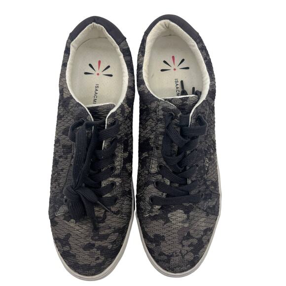 Isaac Mizrahi Live! SOHO Quilted Camo Printed Lace-Up Sneakers Size 10 M Grey - Picture 1 of 10